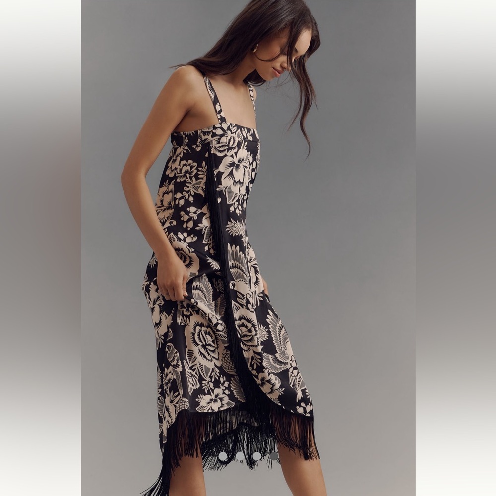 FARM Rio Black and White Floral Midi Dress - Picture 4 of 11